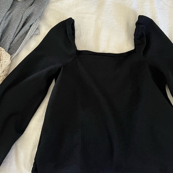 Madewell Crepe SquareNeck Black Women's Top - Picture 5 of 8